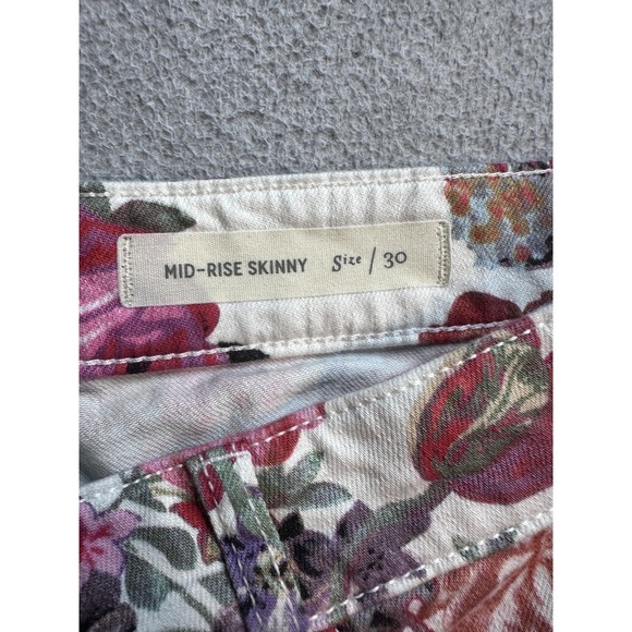 Pilcro And The Letterpress Mid Rise Skinny Jeans Womens 30 Floral Stretch Denim - Picture 10 of 15